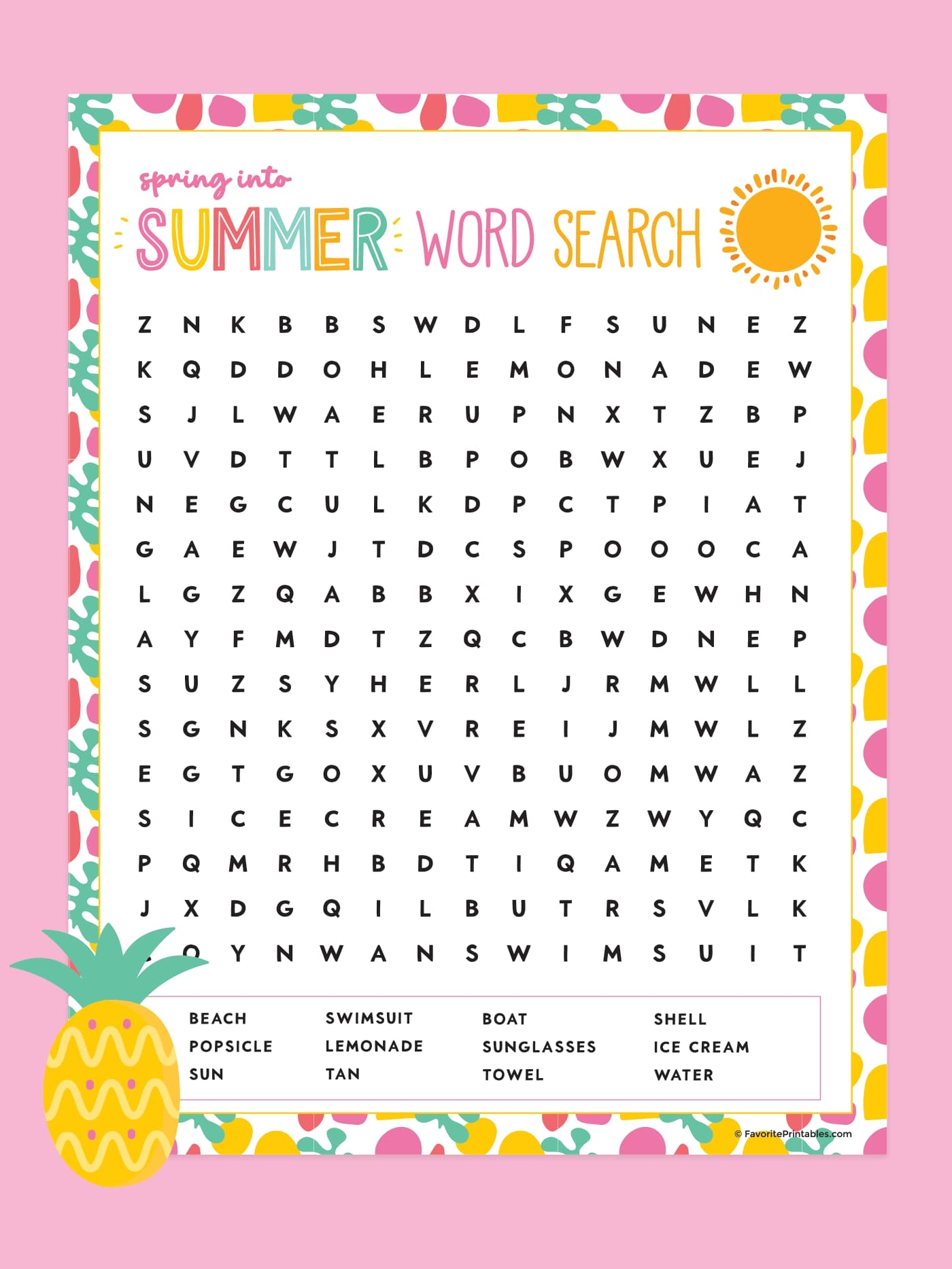 Free Printable Summer Word Search Favorite Printables Worksheets Library