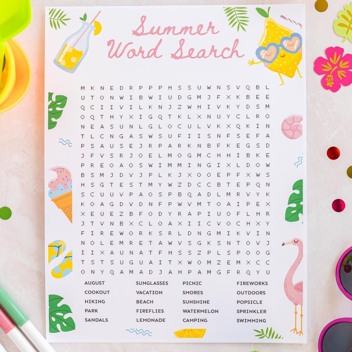 Free Printable August Word Search