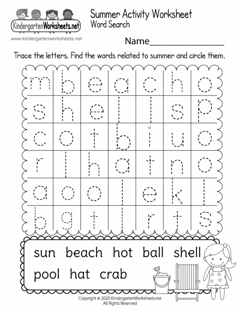 Free Printable Summer Word Search Worksheet