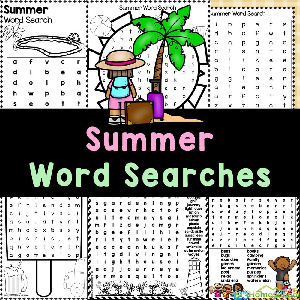 FREE Printable Summer Word Searches For Kids