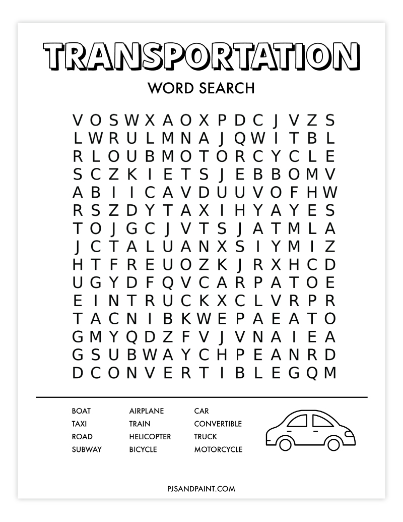 Truck Word Search Printable