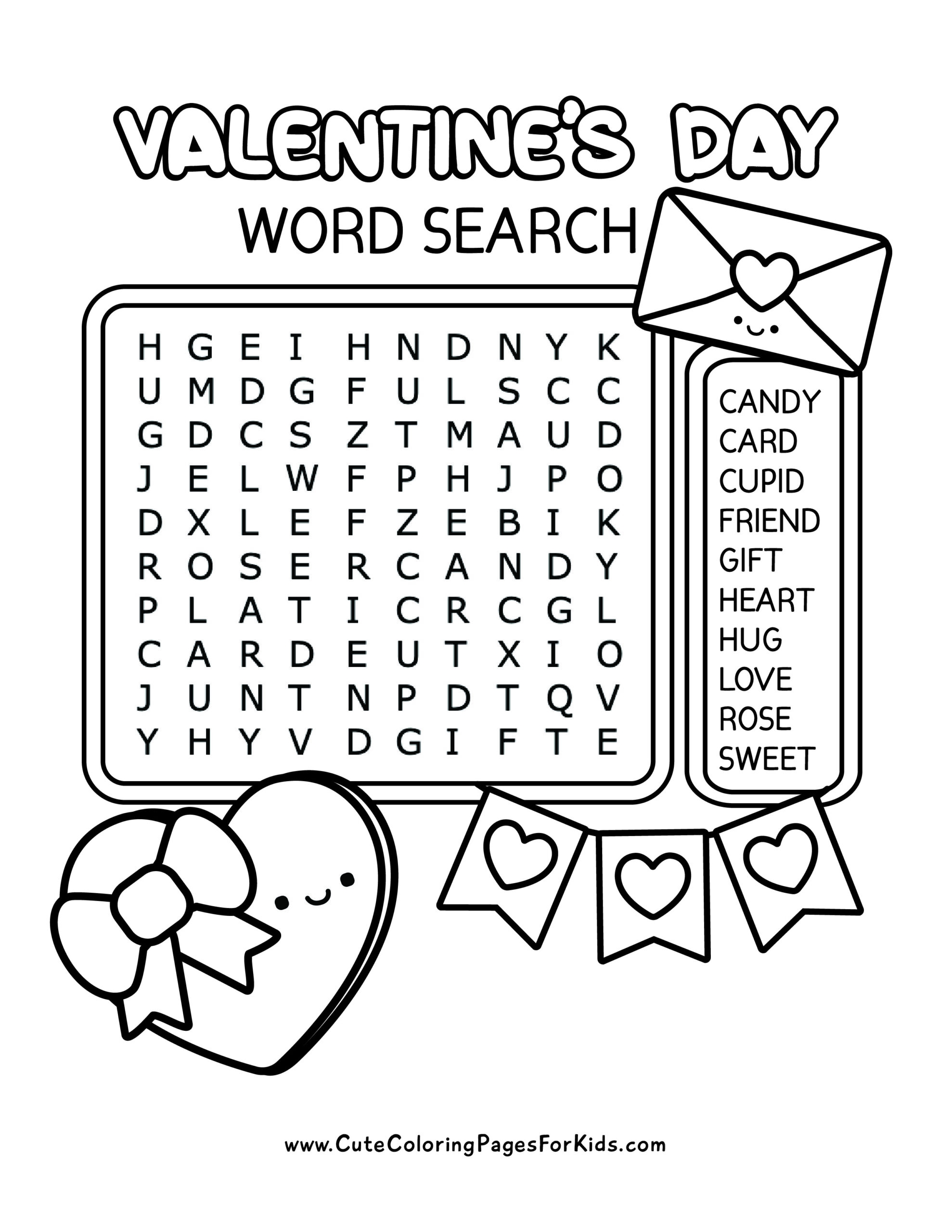Free Printable Valentines Day Word Search For Kids Cute Worksheets Library