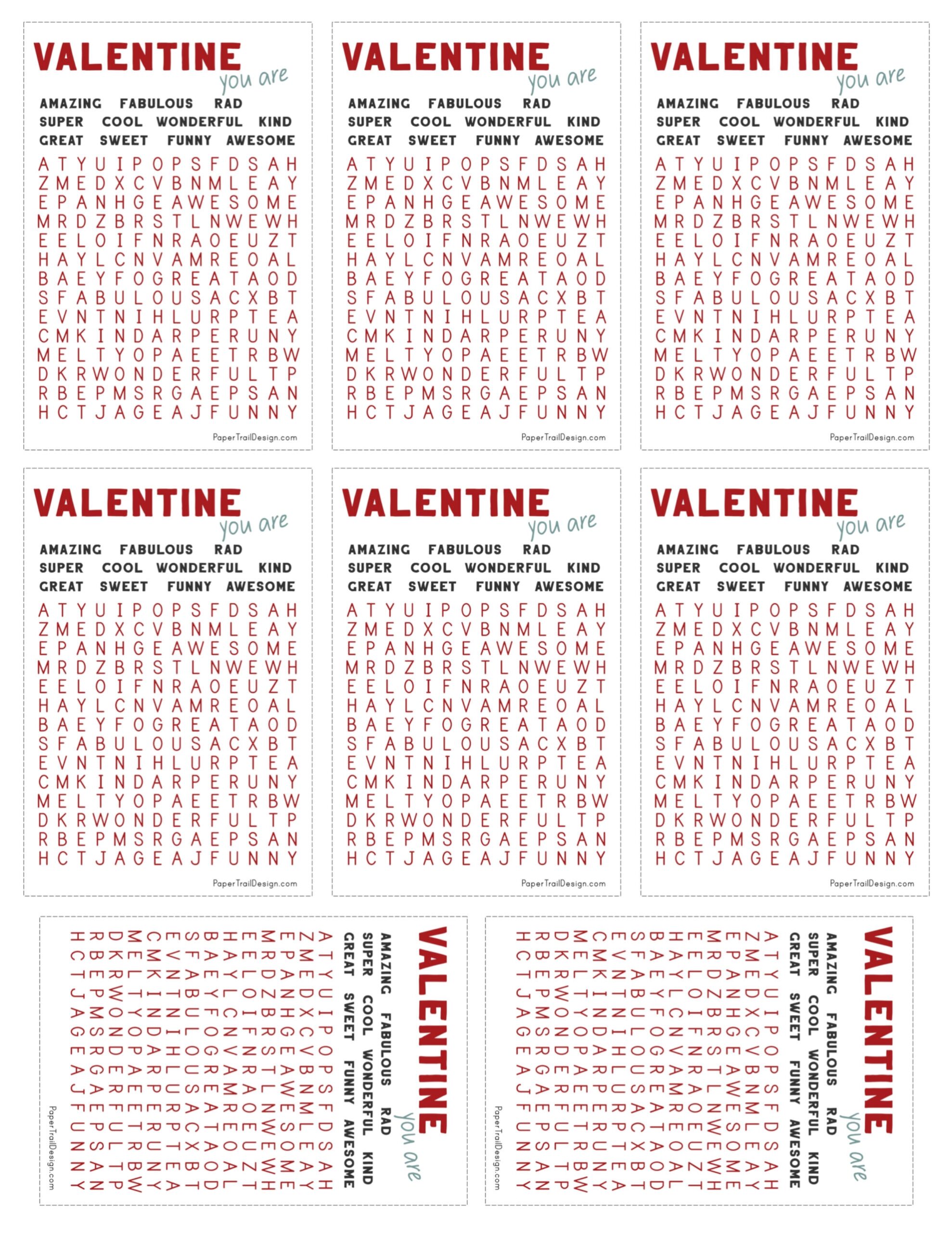 Free Printable Valentines Word Search Paper Trail Design