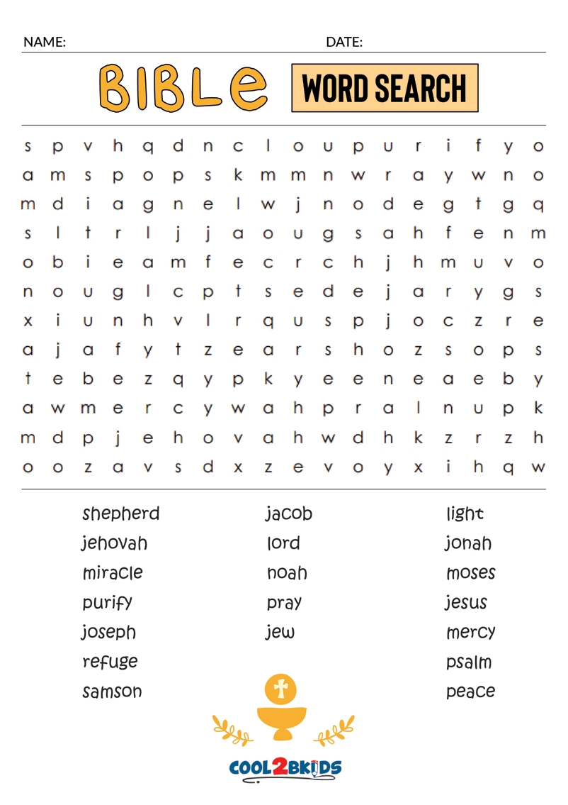 Printable Bible Word Searches For Children Printable Bible Word Searches For Children