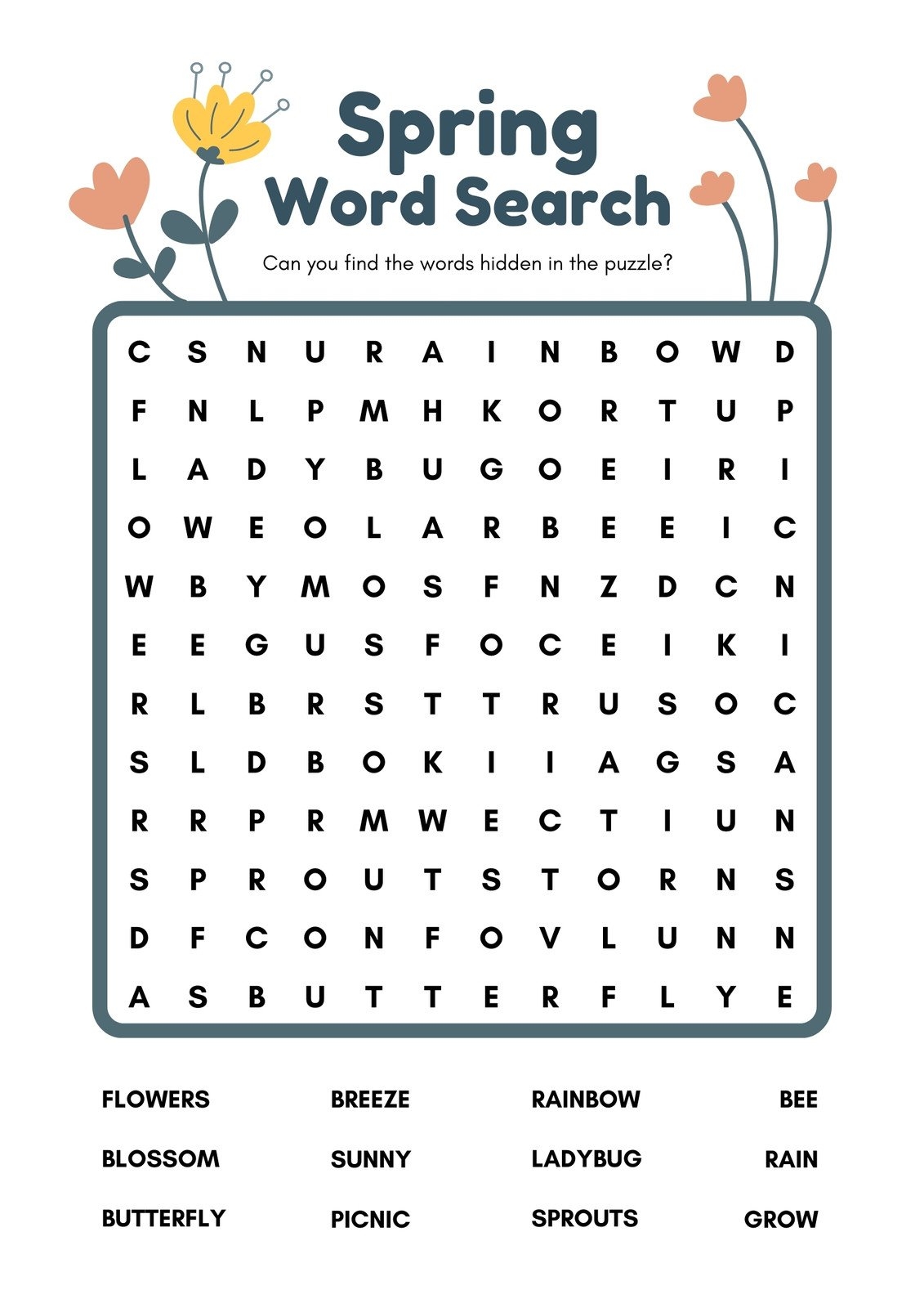 Free Printable Word Search Worksheet Templates Canva