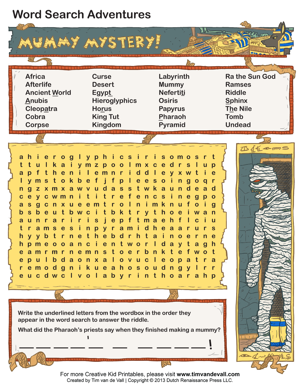 Printable Egyptian Word Search