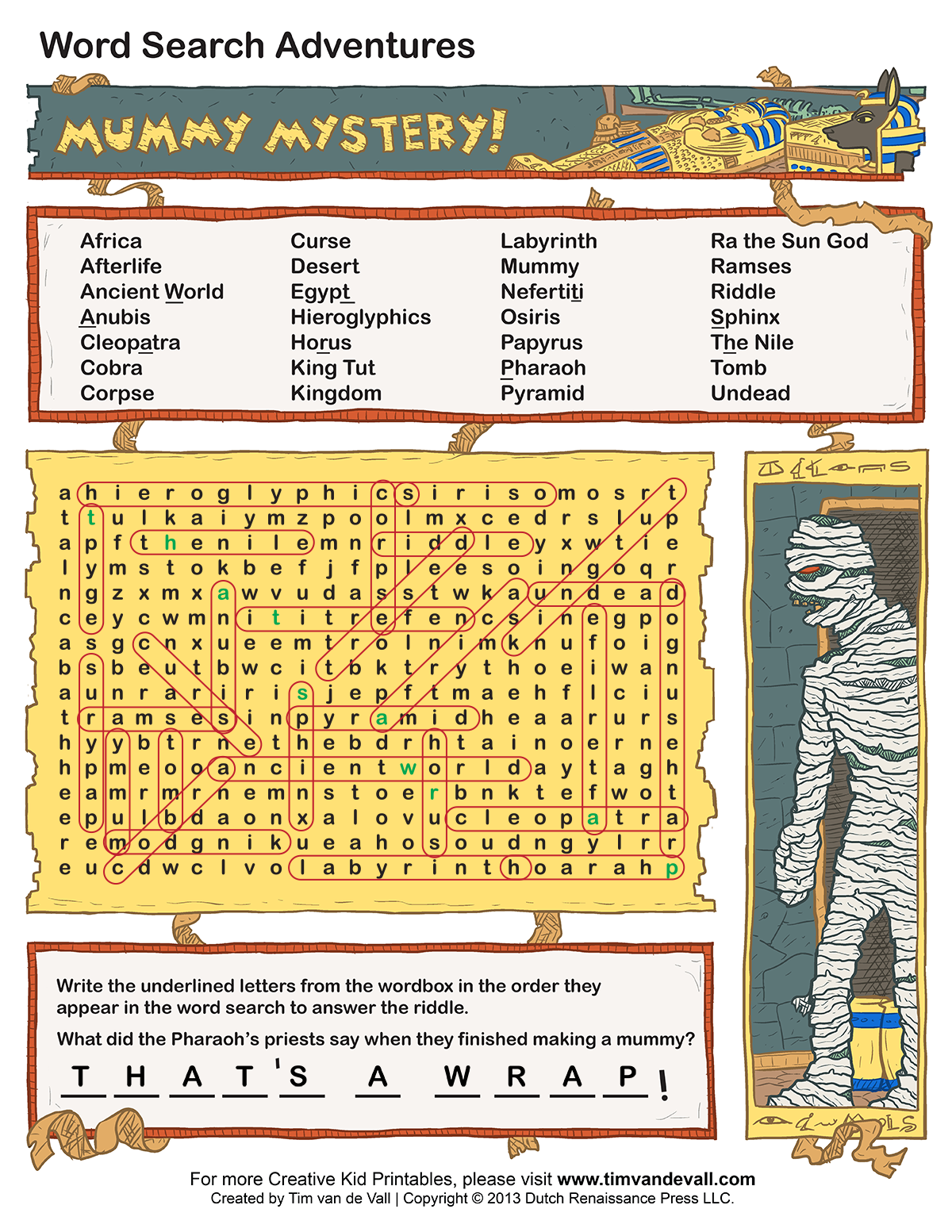 Underworld Word Search Printable
