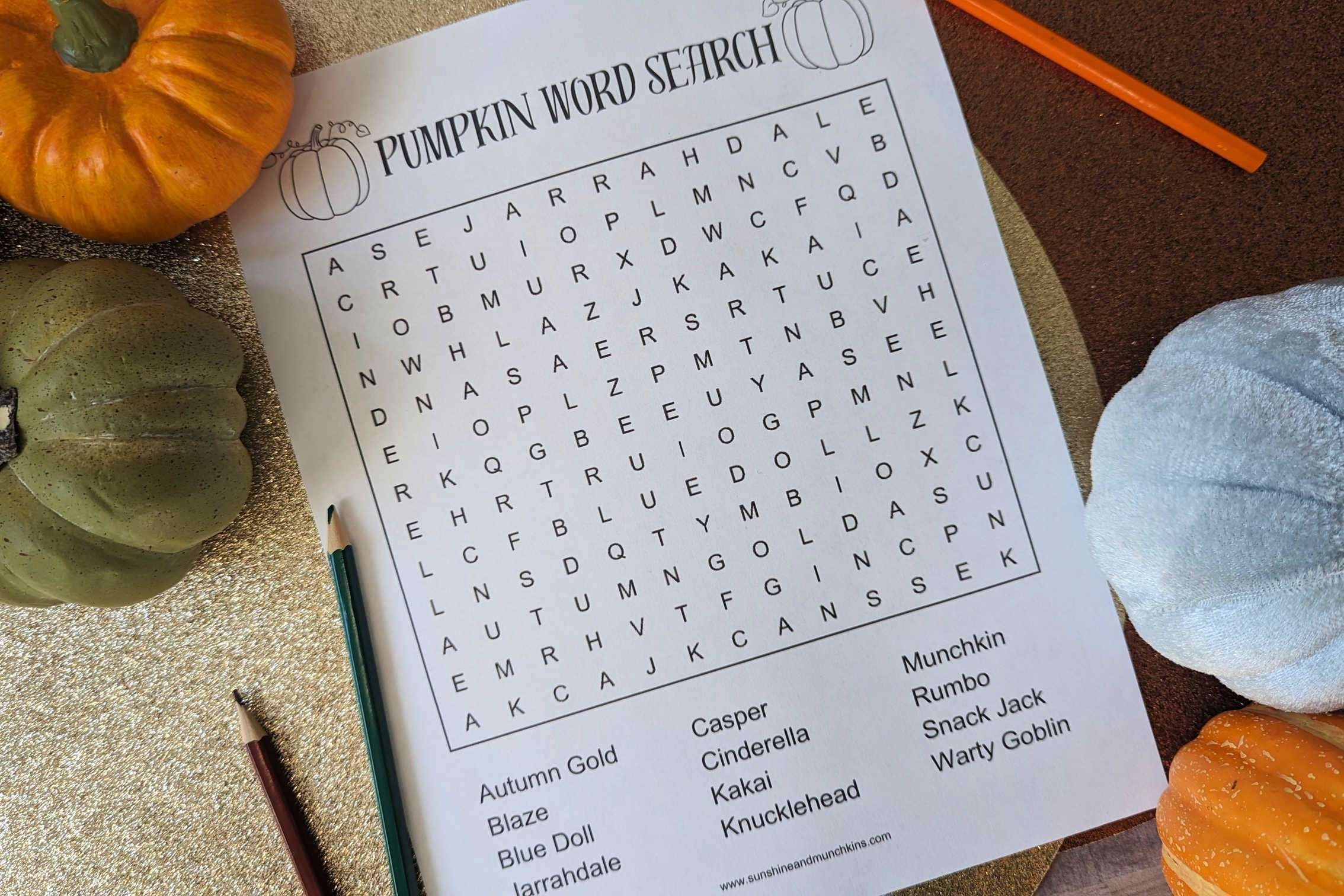 FREE Pumpkin Word Search Printable Sunshine And Munchkins