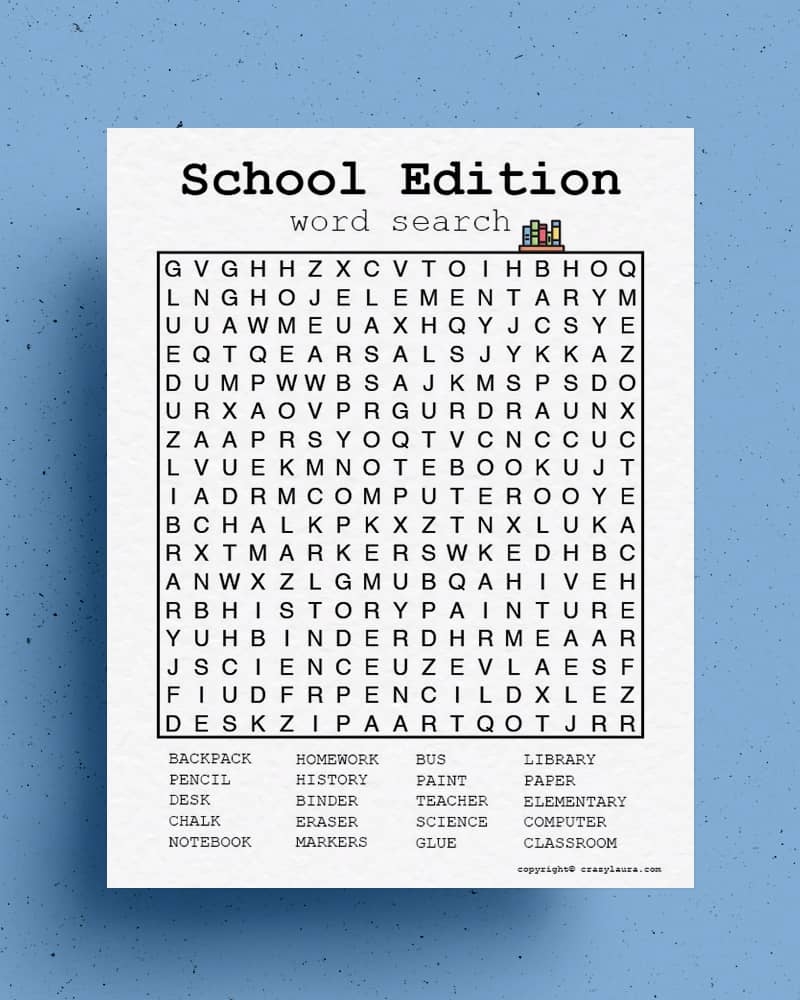 Word Search Printable School