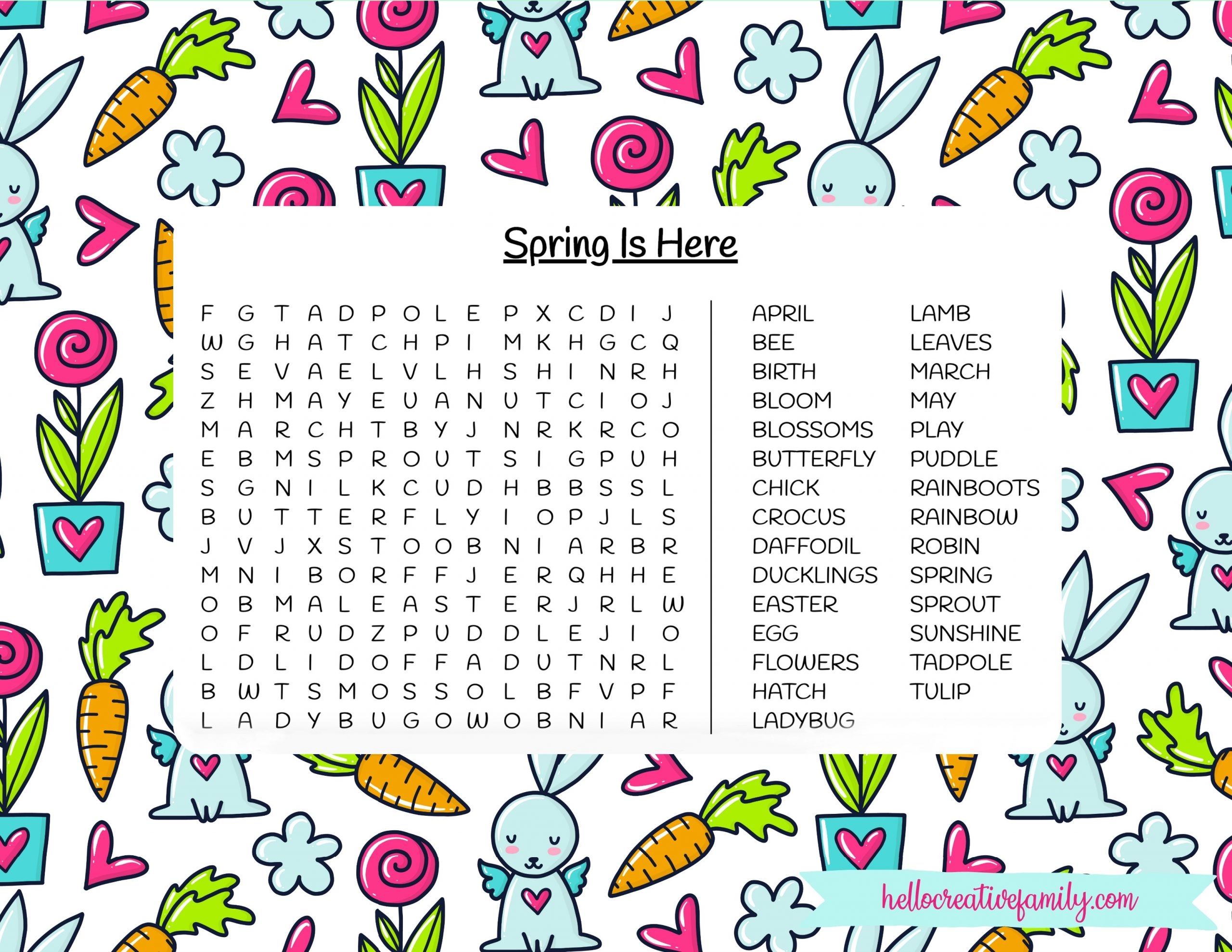 Free Word Search Printable Spring
