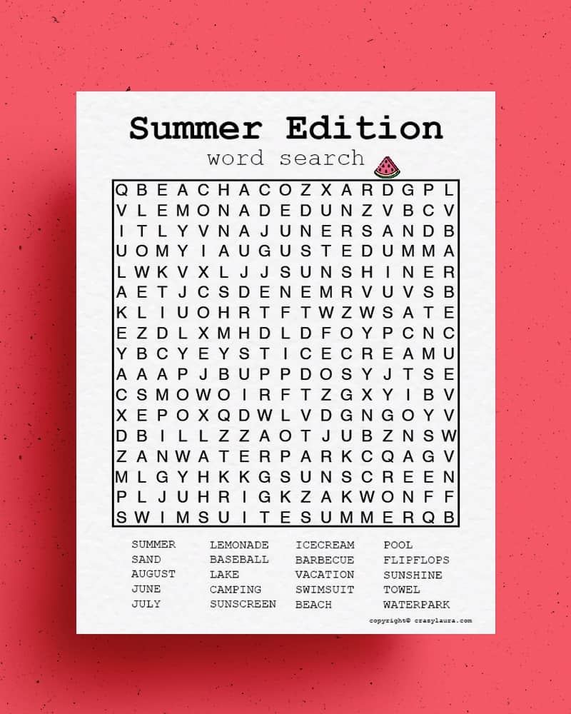 Free Summer Word Search Printable Games To Print Crazy Laura