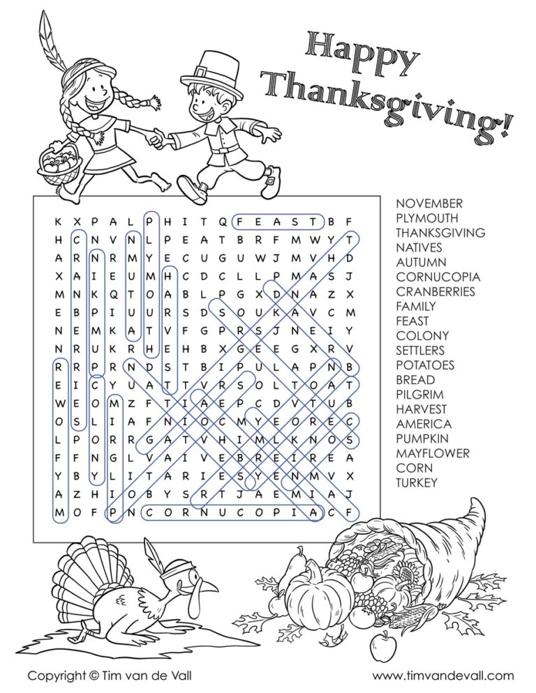 Free Thanksgiving Word Search Printable Thanksgiving Activity