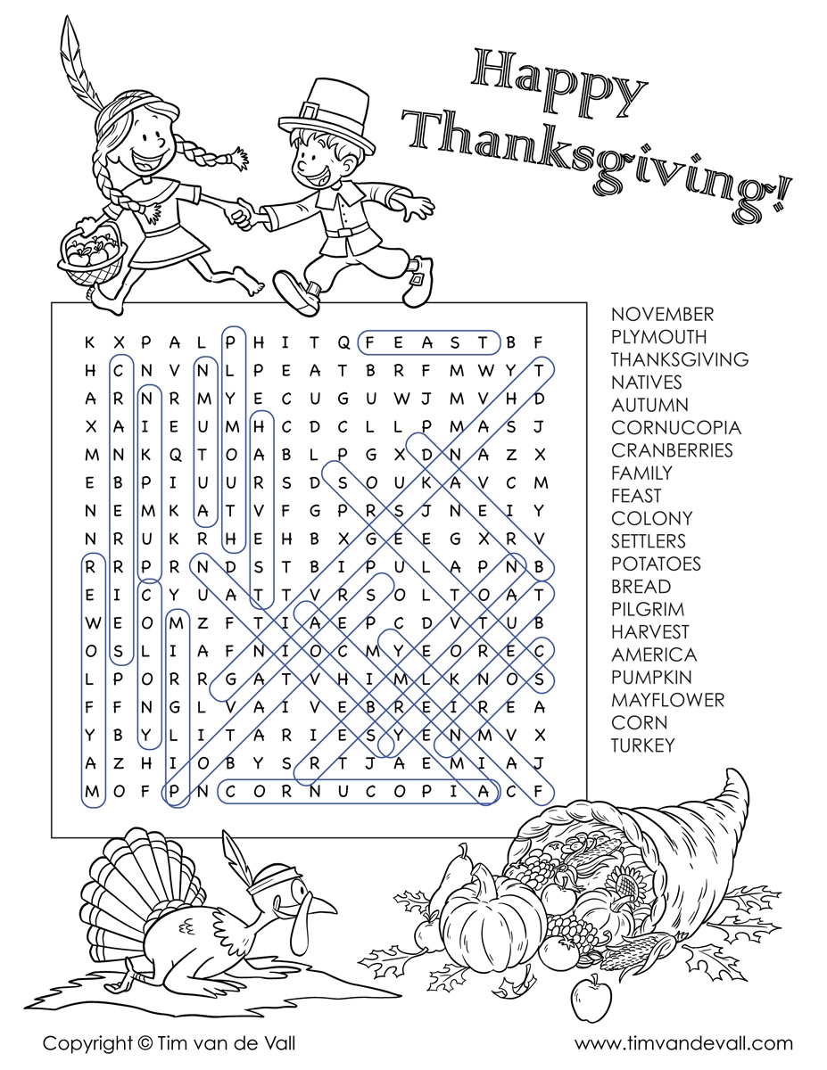 Free Thanksgiving Word Search Printable Thanksgiving Activity