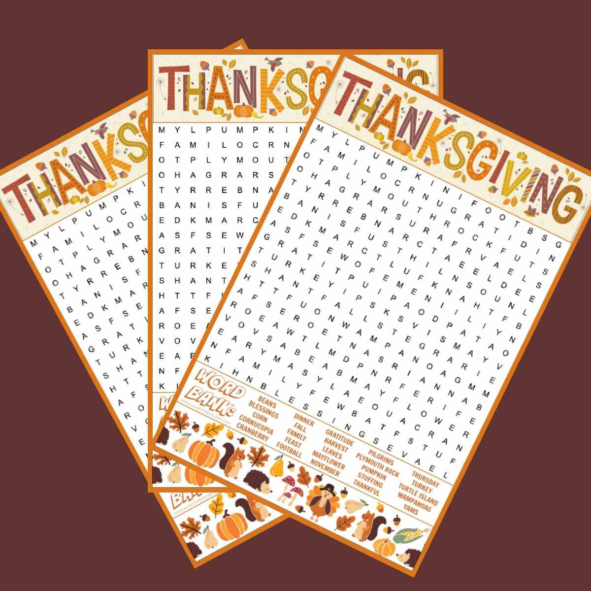Free Thanksgiving Word Search Printable With Answers Included