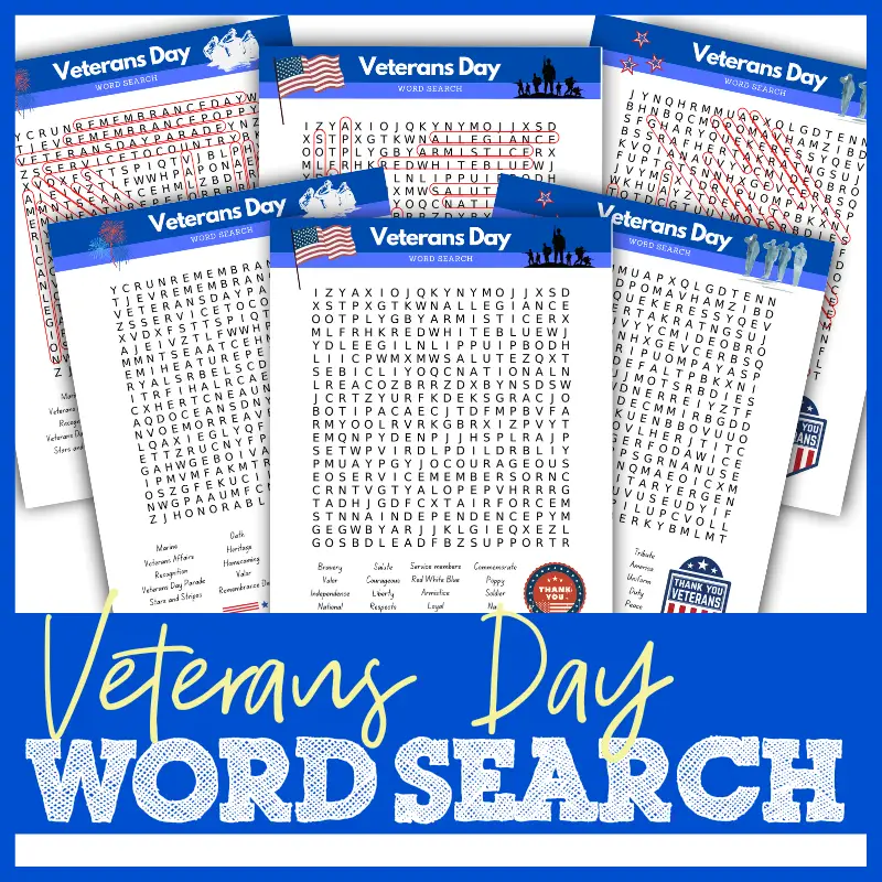 FREE Veterans Day Word Search Printable For Kids FREE Veterans Day Word Search Printable For Kids