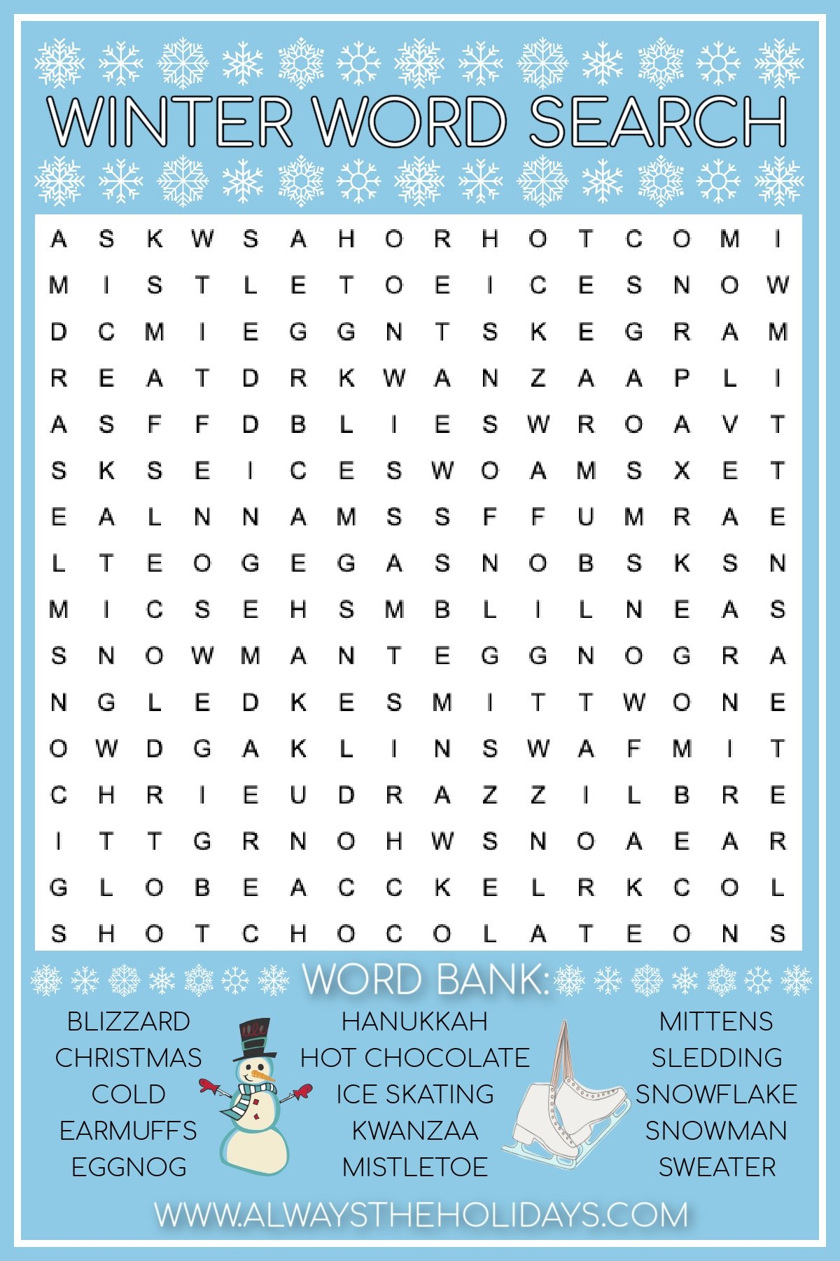 Holiday Word Searches Printable Free