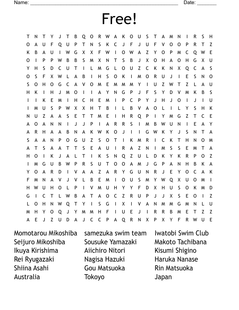 Free Printable Word Search Puzzle