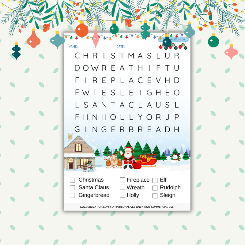 Free Printable French Christmas Word Search
