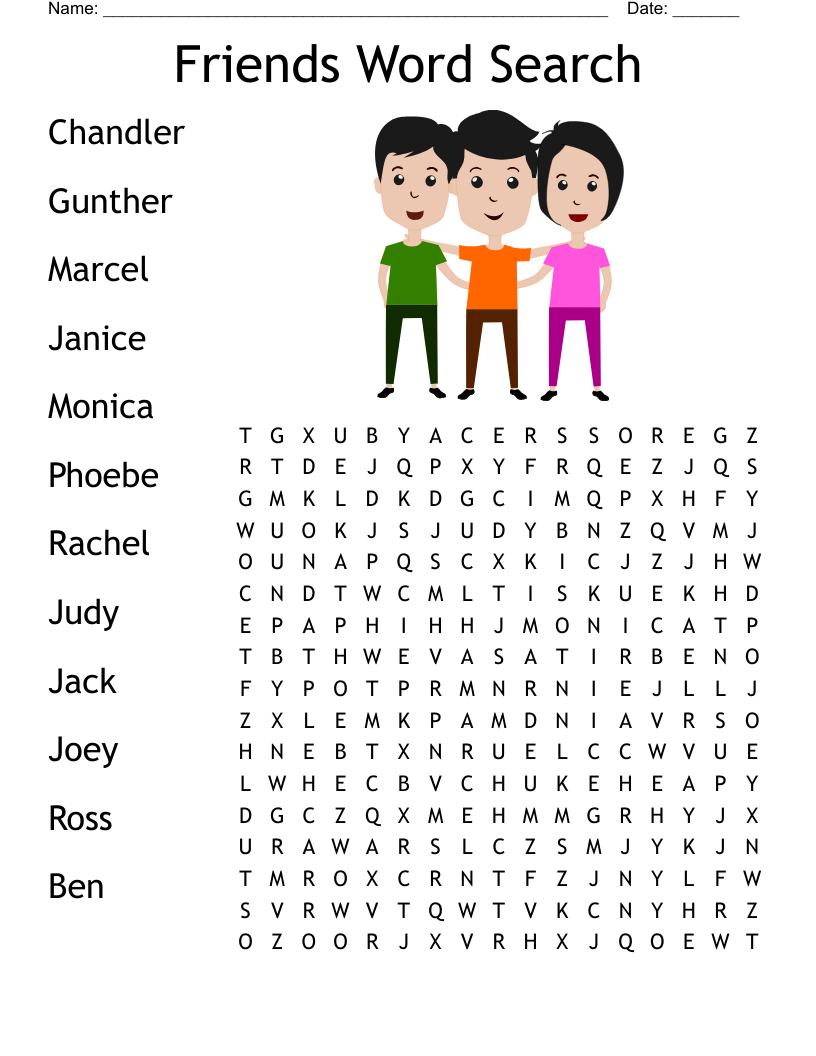 Friends Word Search WordMint