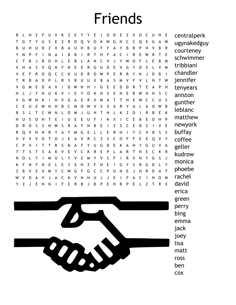 Friendship Word Search Free Printable