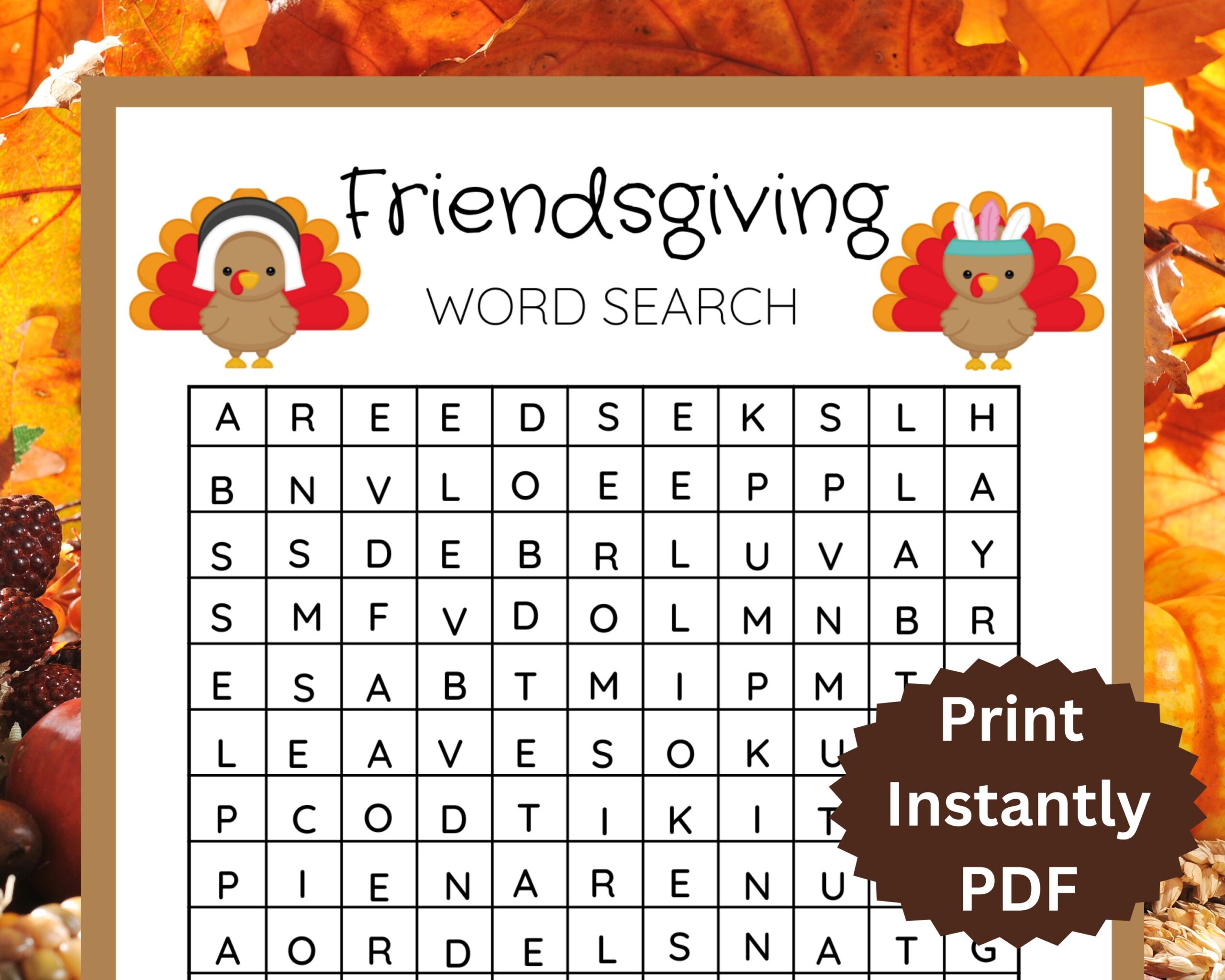 Friendsgiving Word Search Thanksgiving Word Search Party Games For Friends Fall Word Search Thanksgiving Word Search Printable Fall PDF Etsy