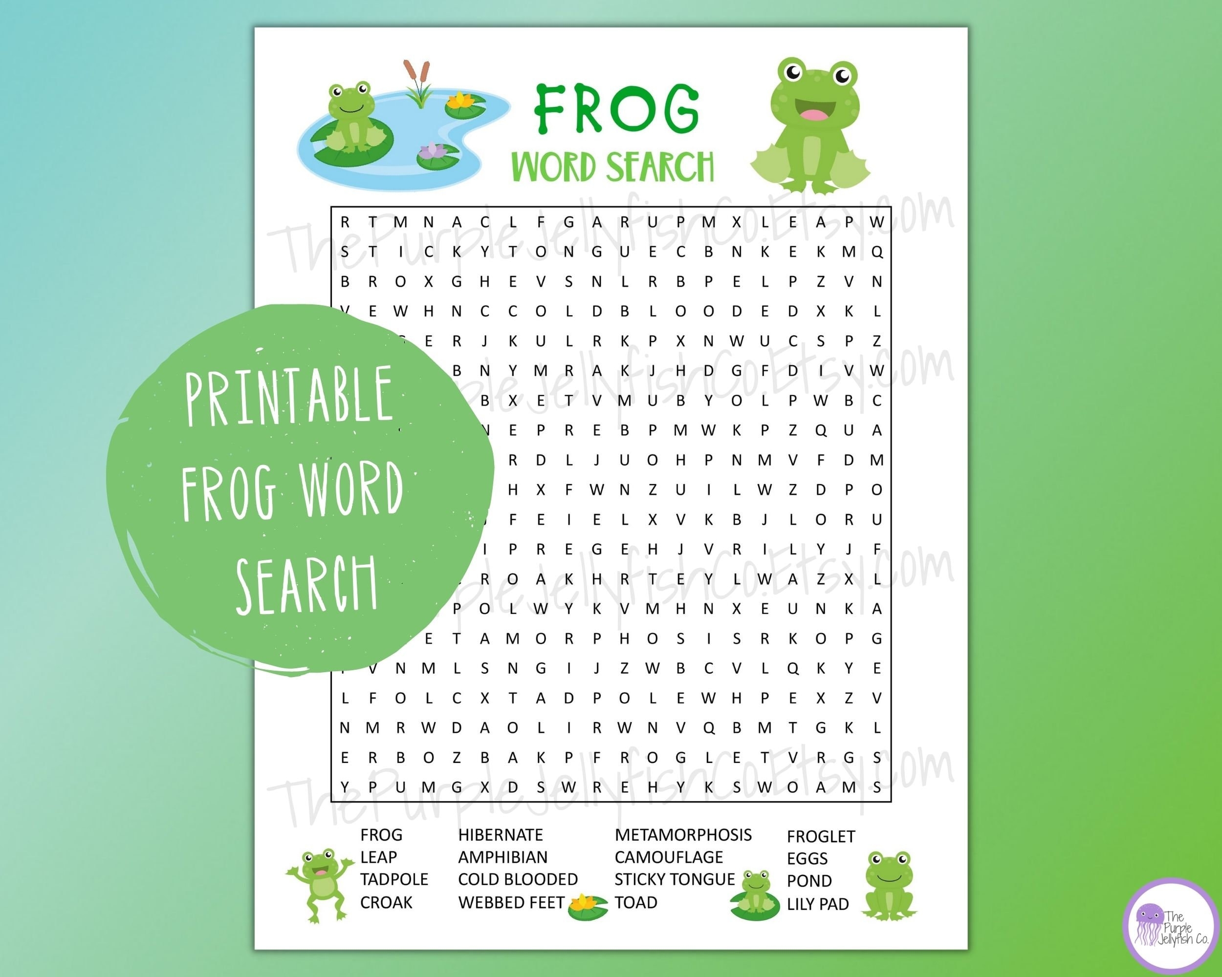 Frog Word Search Printable Frog Activity For Kids Word Game Spring Classroom Activity Word Puzzle Frog Game Frog Worksheet Leap Year Etsy