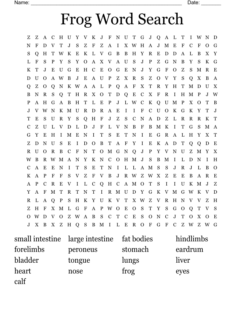Frog Word Search WordMint