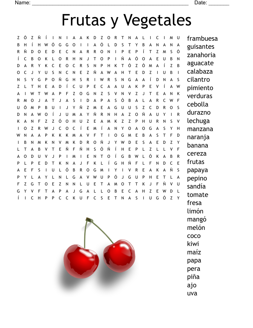 Fruit In Spanish Word Search WordMint