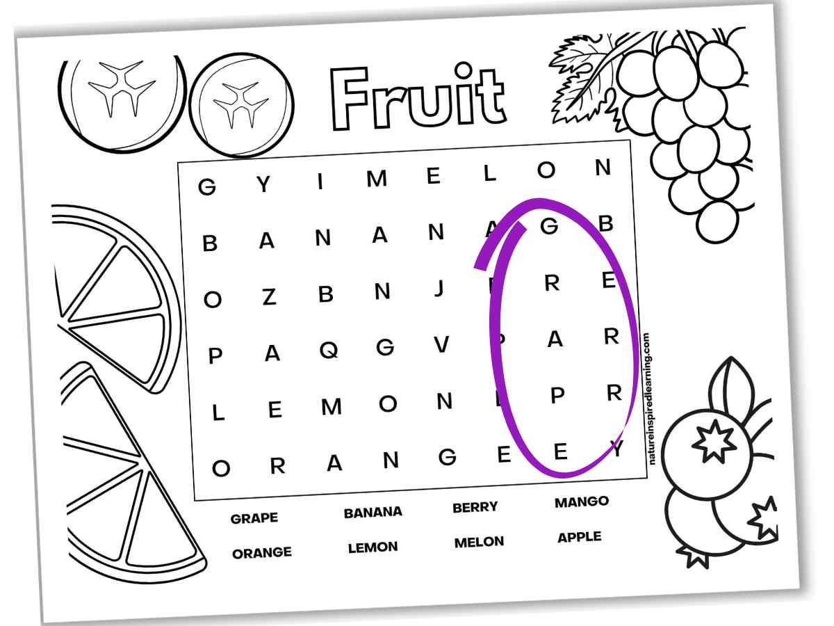 Free Printable Fruit Word Search