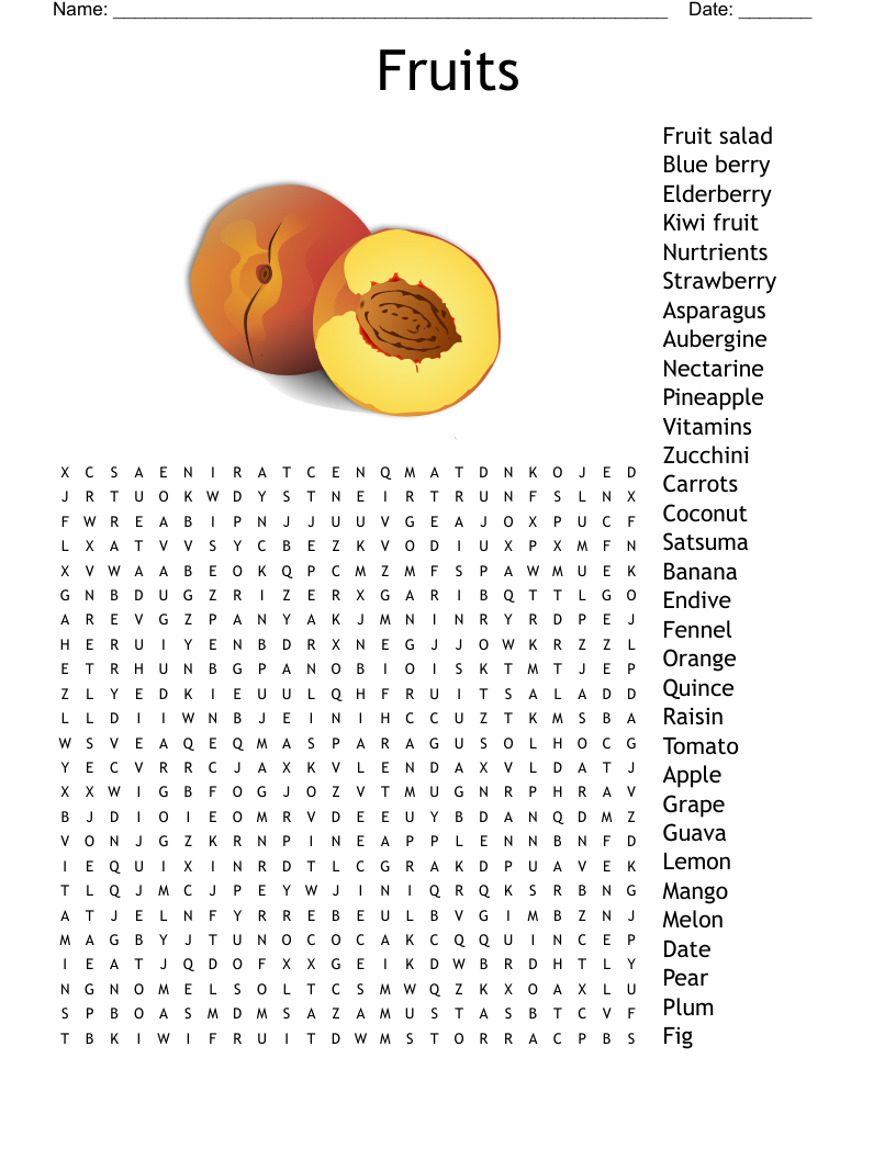 Fruits Word Search WordMint Fruits Word Search WordMint