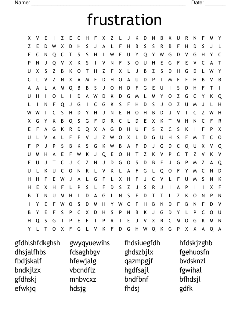 Frustration Word Search WordMint