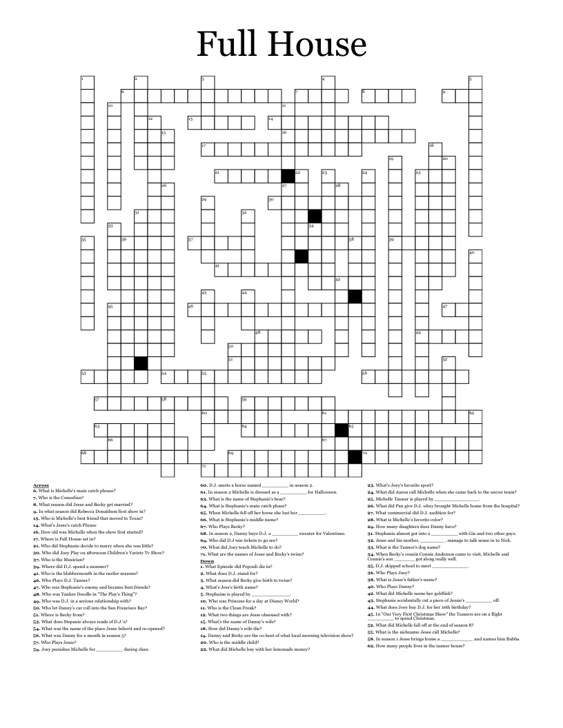Full House Word Search WordMint