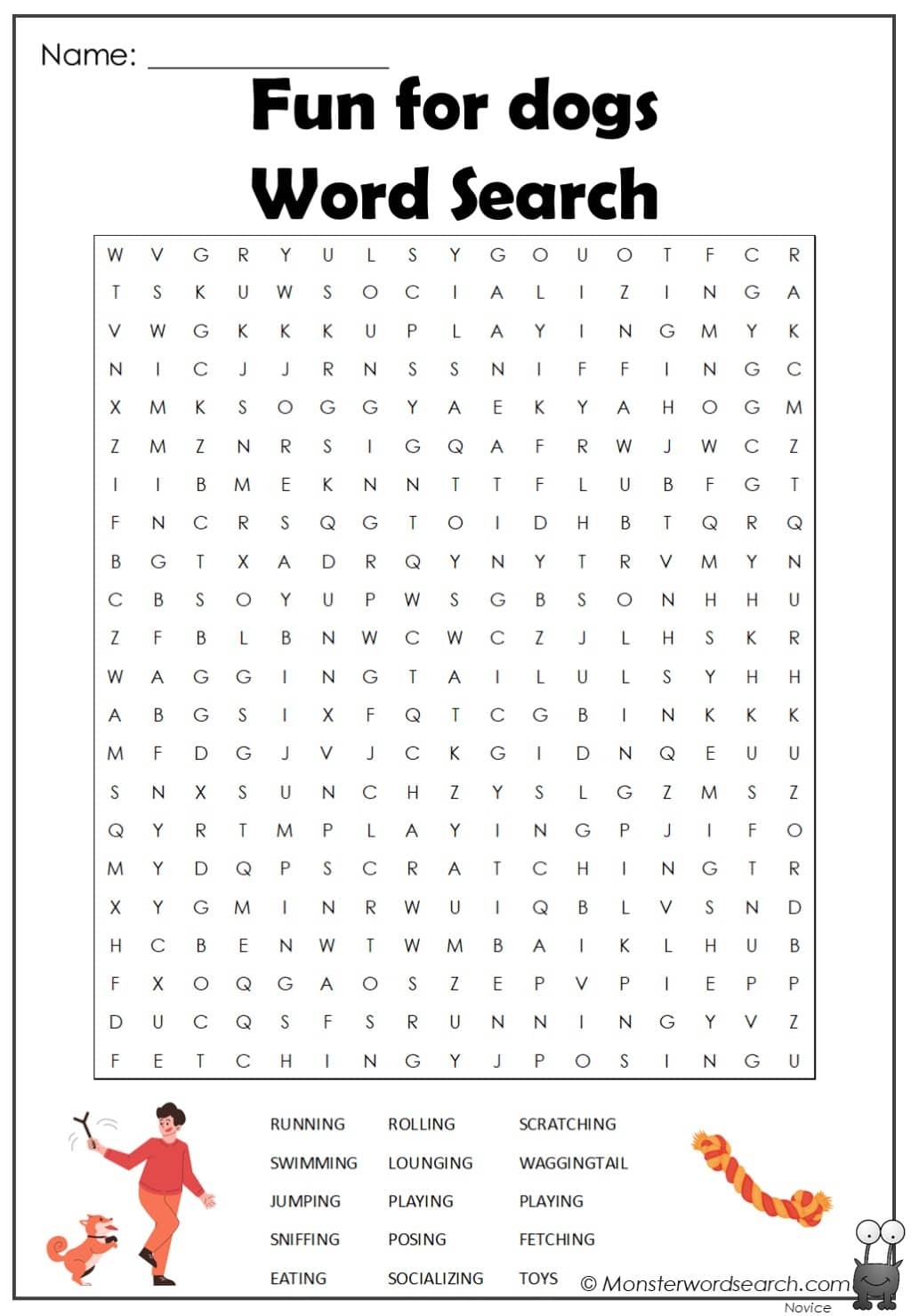 Fun For Dogs Word Search Monster Word Search