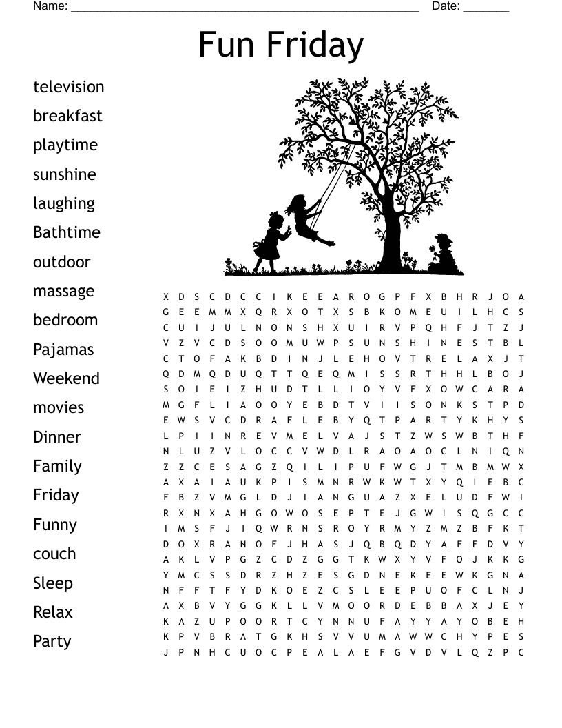 Fun Friday Word Search WordMint Fun Friday Word Search WordMint