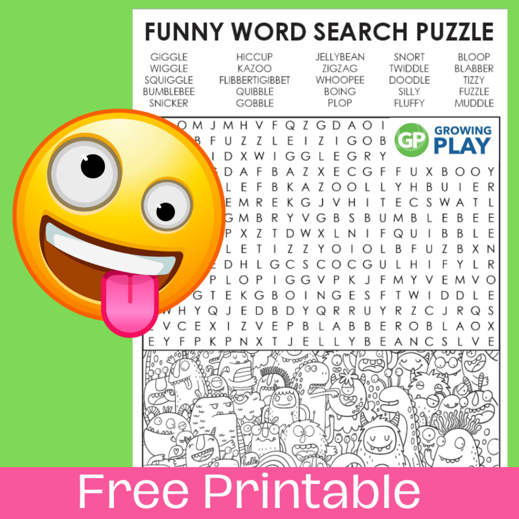 Funny Word Search Printable Free Growing Play