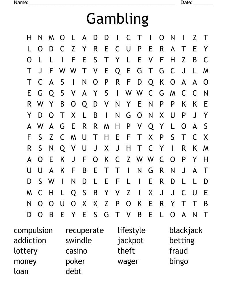 Gambling Word Search WordMint
