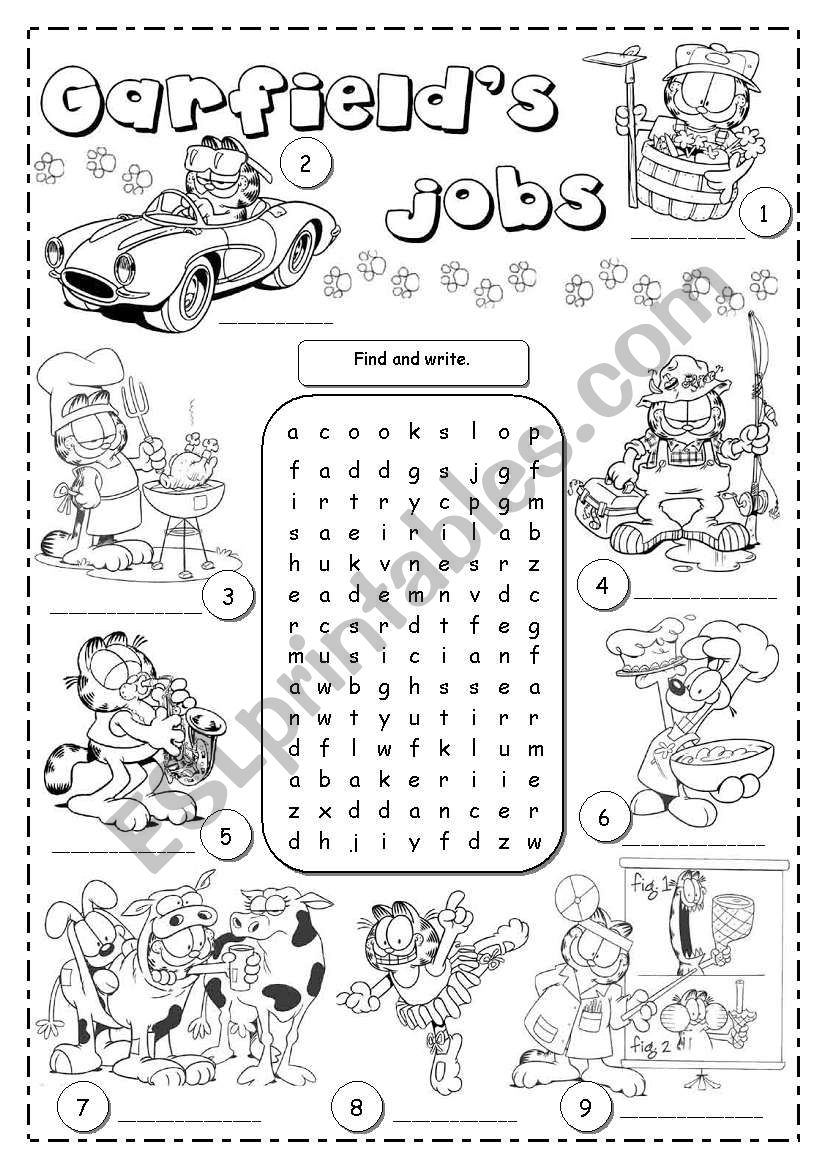 Garfield Word Search Free Printable