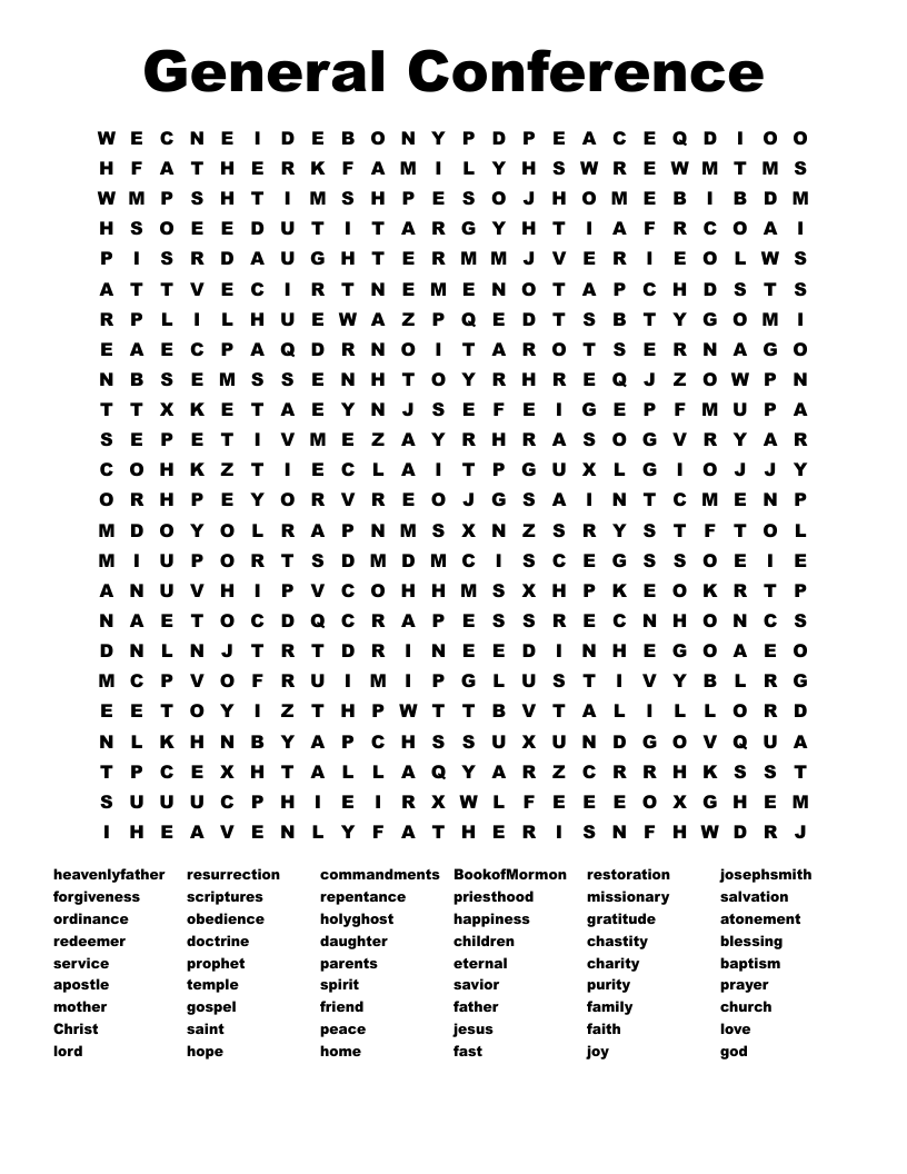 General Conference Word Search WordMint
