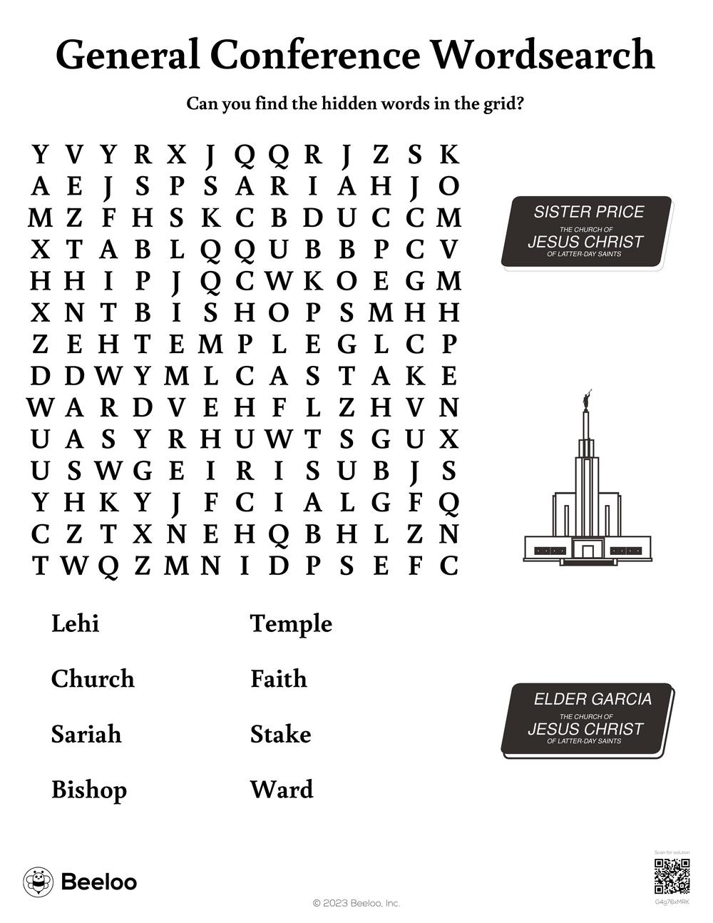 General Conference Wordsearch Beeloo Printable Crafts And 