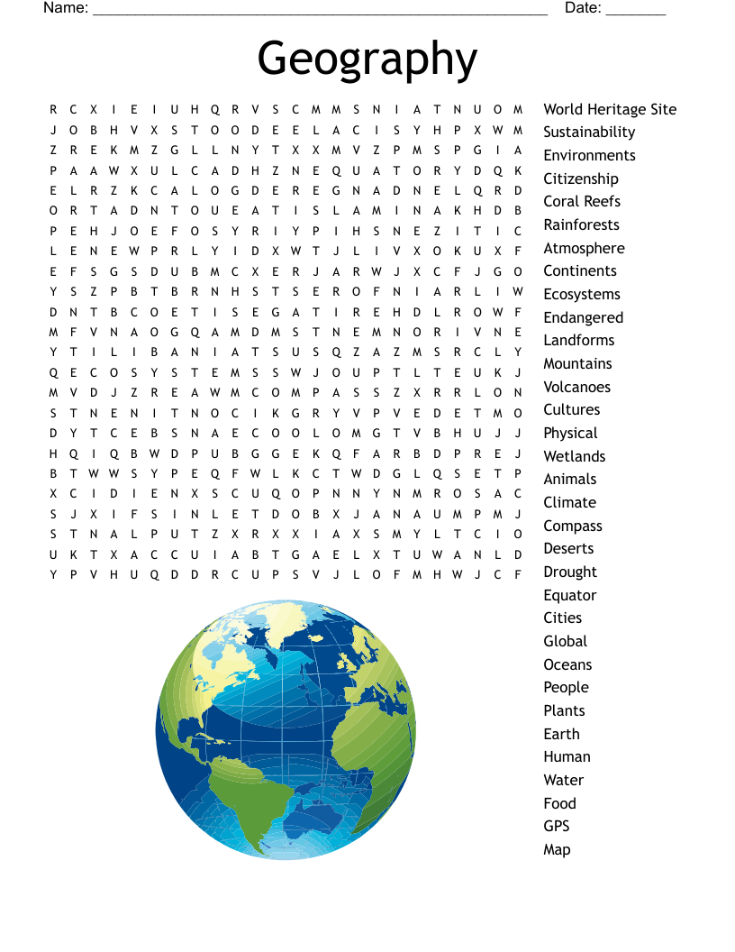 Geography Word Search WordMint