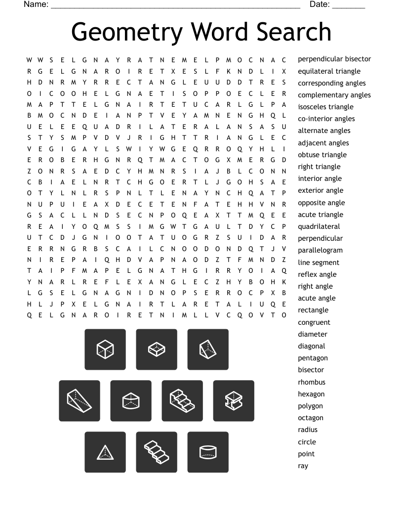 Geometry Word Find Word Search WordMint