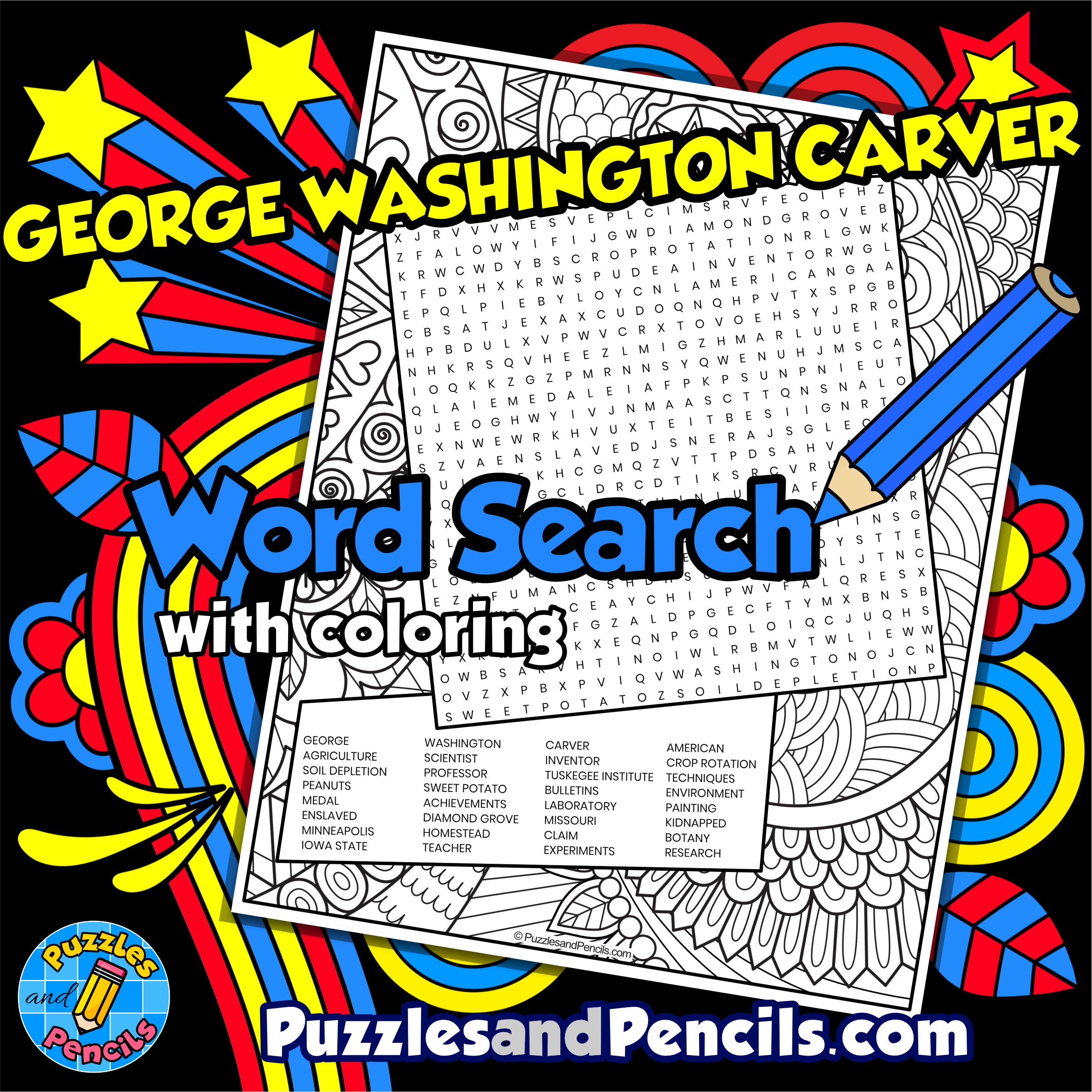 George Washington Carver Word Search Puzzle Activity Black History Month Wordsearch Made By Teachers