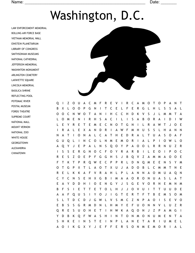 George Washington Word Search WordMint