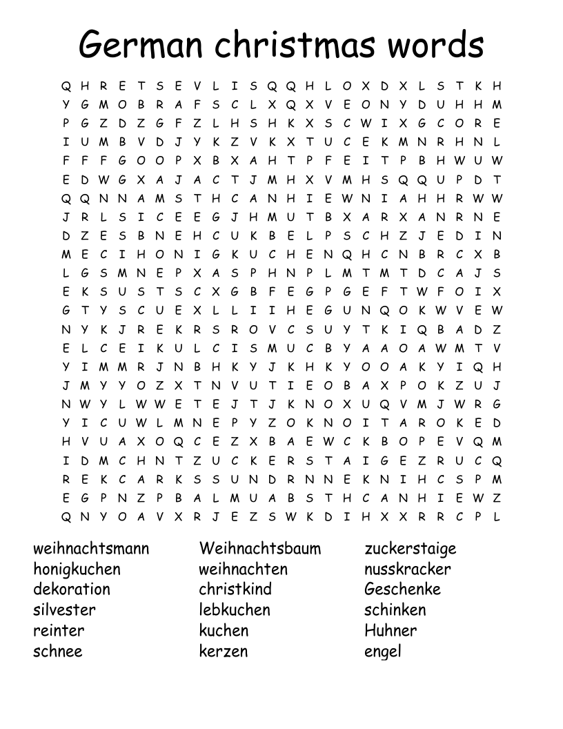 German Language Crosswords Word Searches Bingo Cards WordMint