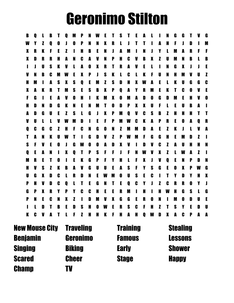 Geronimo Stilton Word Search WordMint