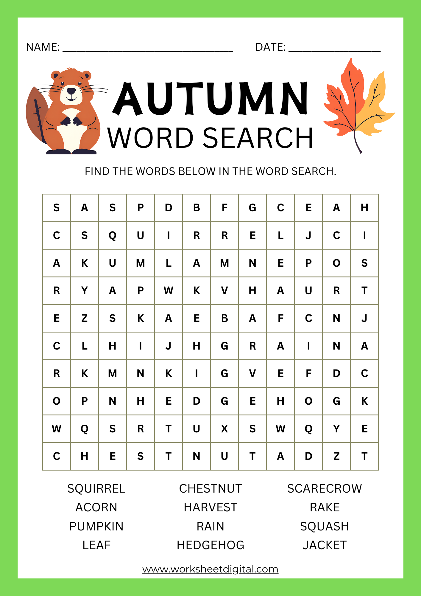 Get Ready For Autumn With A Free Word Search Puzzle Get Ready For Autumn With A Free Word Search Puzzle