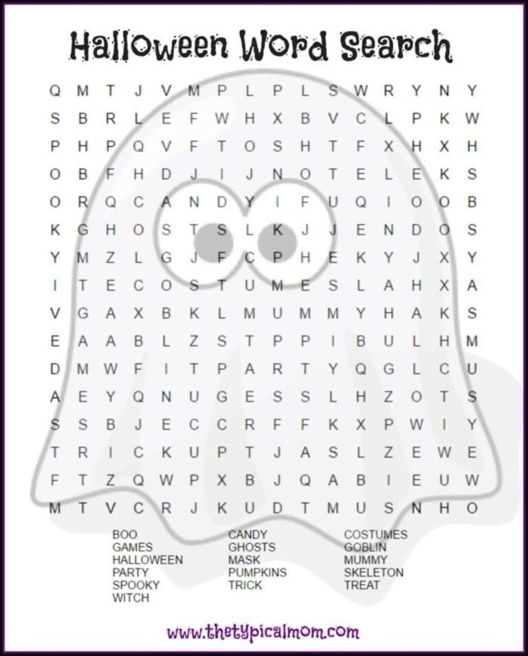 Ghost Halloween Word Search Printable Etsy