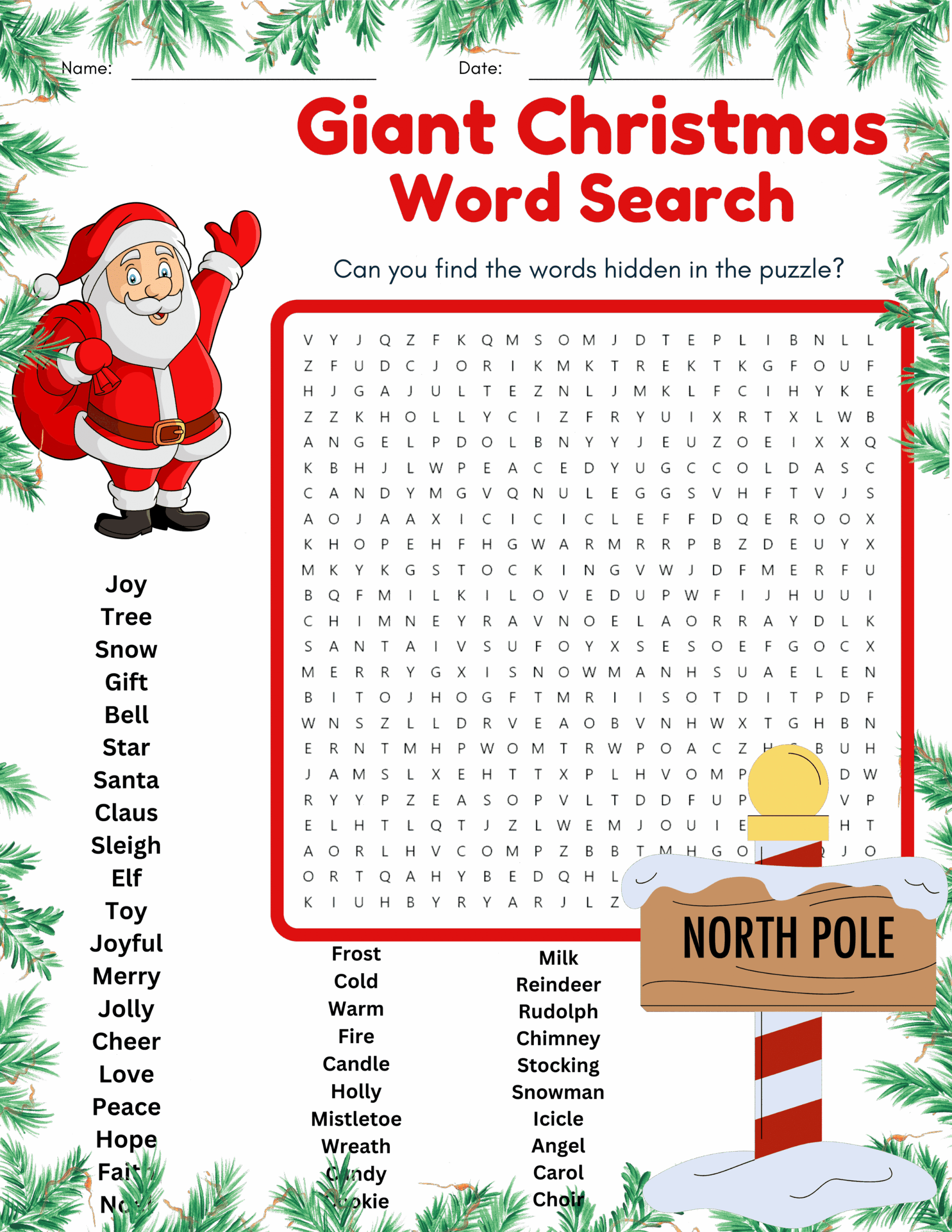 Christmas Word Search Printable Activities