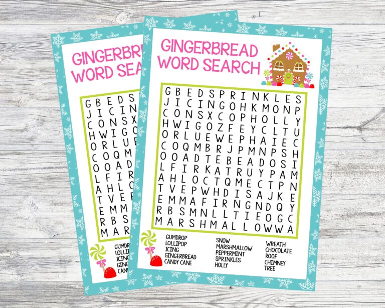 Gingerbread House Word Search Game Printable Word Search Instant Digital Download Christmas U0026 Winter Games Etsy