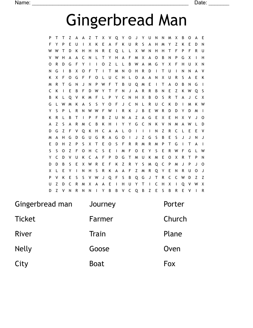 Gingerbread Man Word Search WordMint